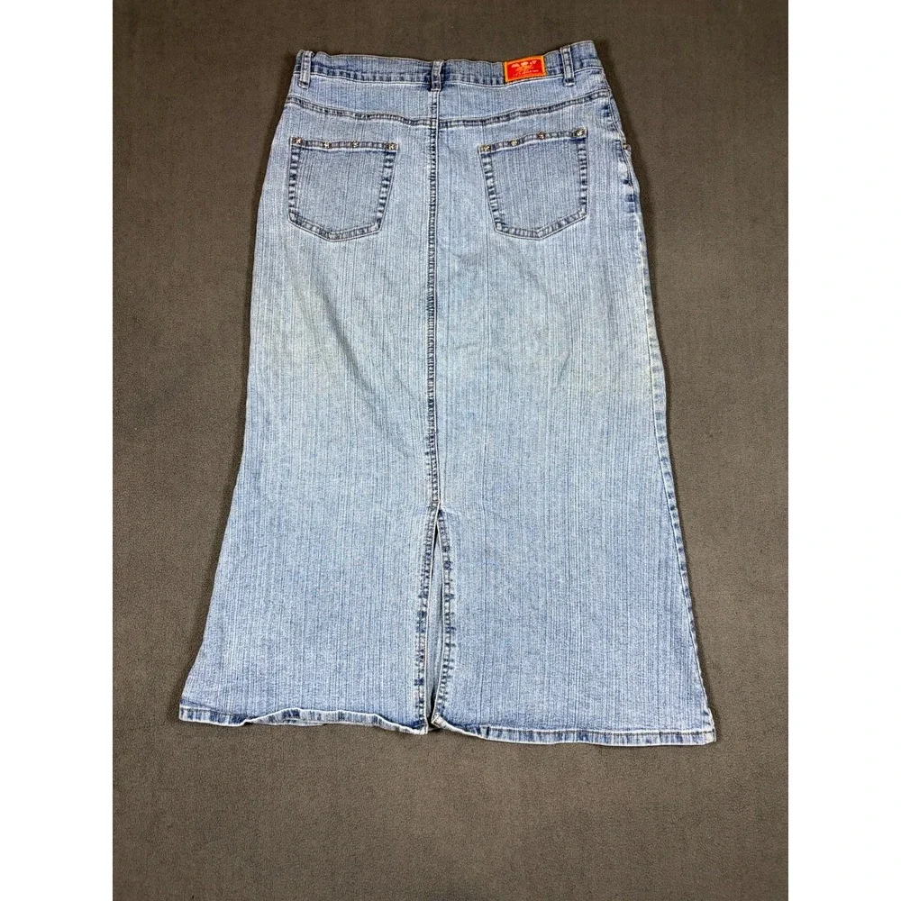 MGY Long Maxi Skirt Women's 9 Blue Denim Zipped Pockets High Waisted Outdoor